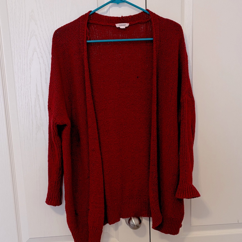 Garage| Red Cotton Button down Cardigan